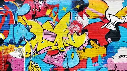Wallpaper Mural Pop art-inspired graffiti wall, bright colors Torontodigital.ca