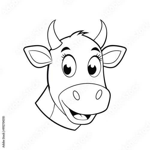 cow head illustration vector art design ,Cows Cattle Portraits silhouettes set