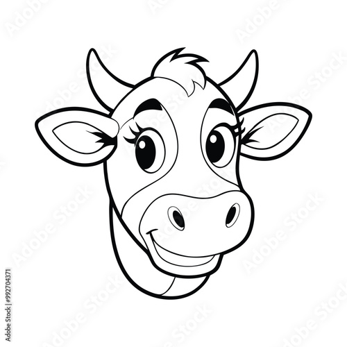 cow head illustration vector art design ,Cows Cattle Portraits silhouettes set