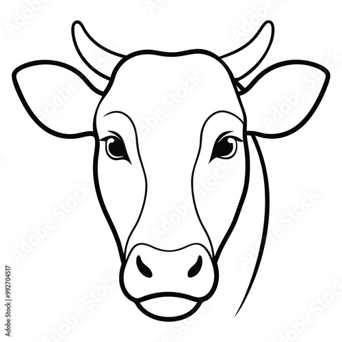 cow head illustration vector art design ,Cows Cattle Portraits silhouettes set