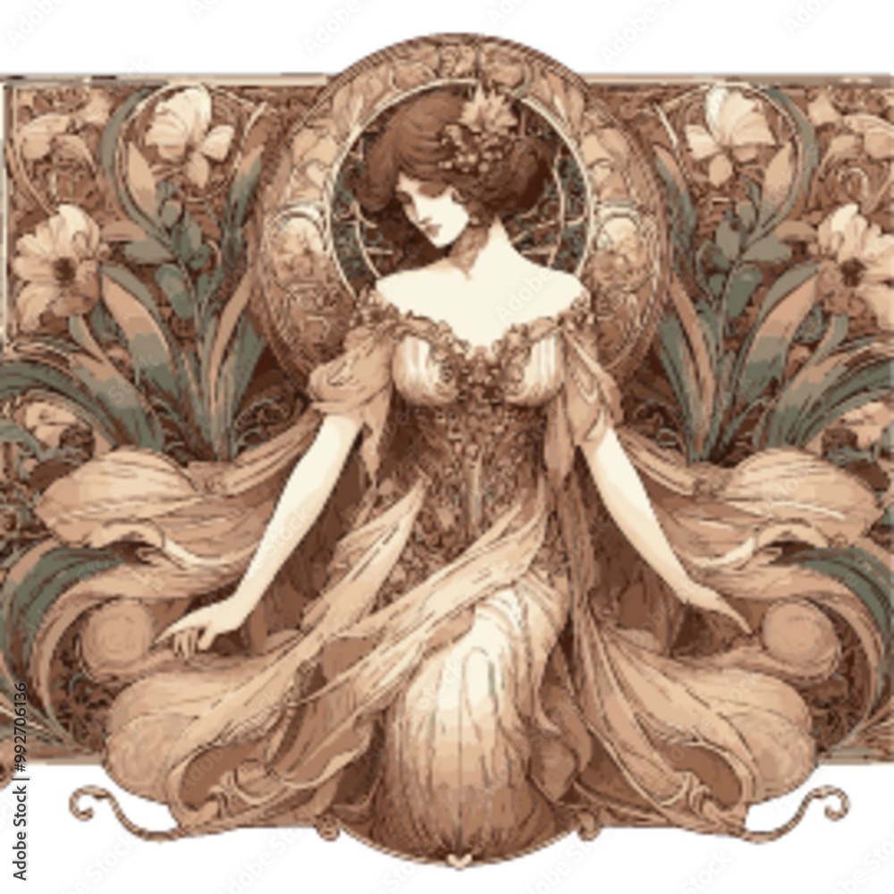 Female Old Engraving Style Vector