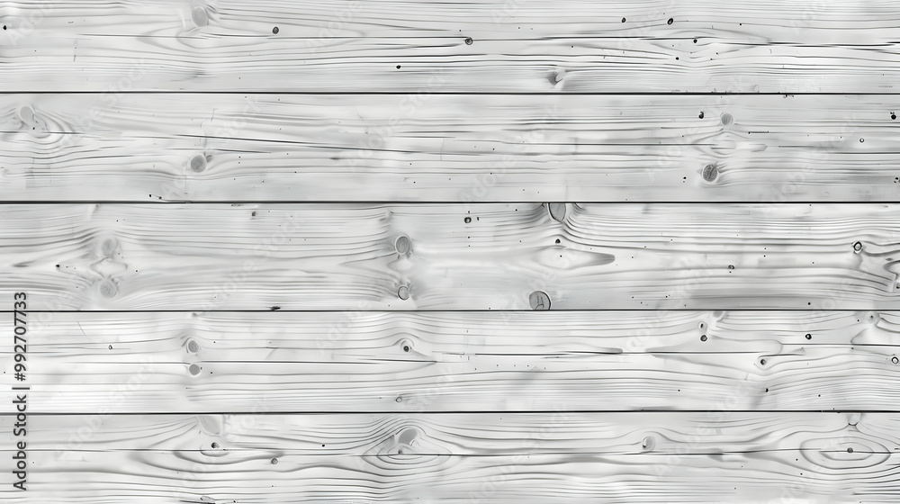 Whitewashed Wood Planks Texture, Seamless Pattern with Knots and Grain, Rustic Wooden Background