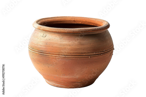 terracotta clay pot, standing alone on a transparent background