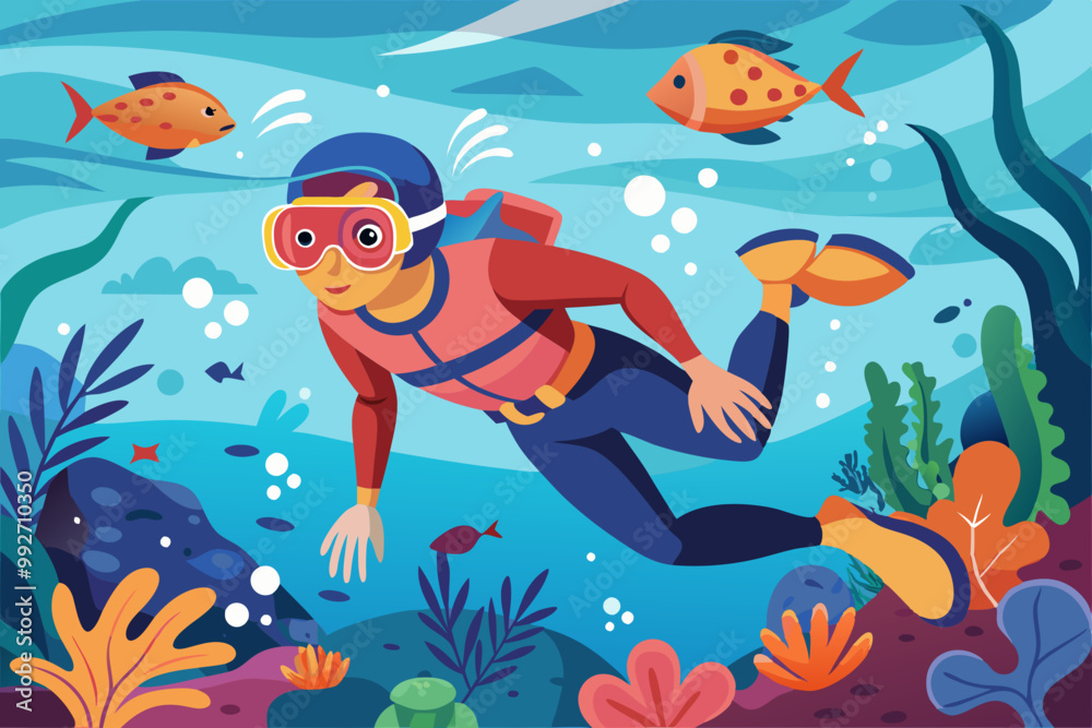 Obraz premium underwater world with fishes and snorkeling 