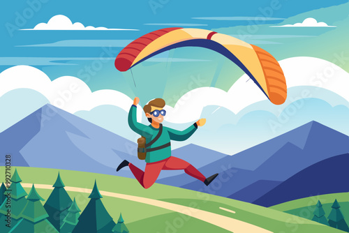 A man paragliding
