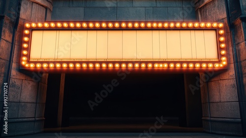 Editable LED cinema marquee sign mock-up. 