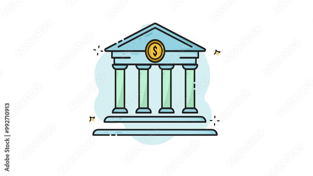 bank building line art color animation 2D video for business concept , minimalist architecture animated footage motion graphic illustration design bank building line art color animation 2D video for business concept , minimalist architecture animated footage motion graphic illustration design