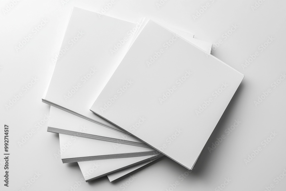 Blank A4 Stacked Paper Mockup isolated created with Generative AI