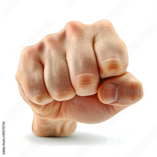 Raise a fist white background