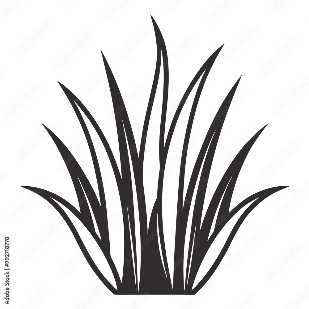 Fototapeta premium Grass silhouette vector illustration line art