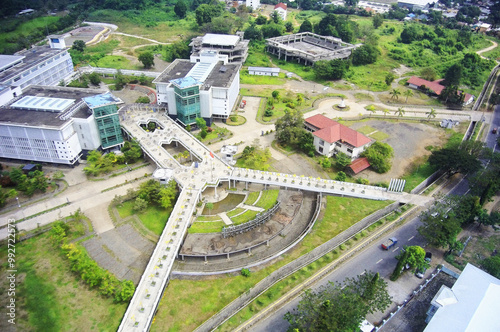 Aerial view of Building with beautiful bridge.