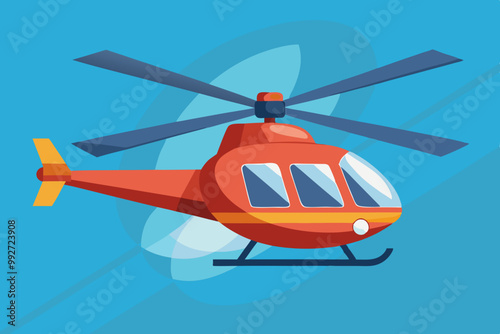 illustration of helicopter soaring through the sky