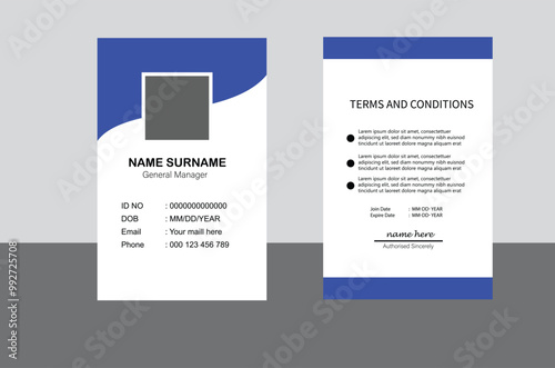 Corporate identity card design. Professional employee id card, Modern ID card design template..