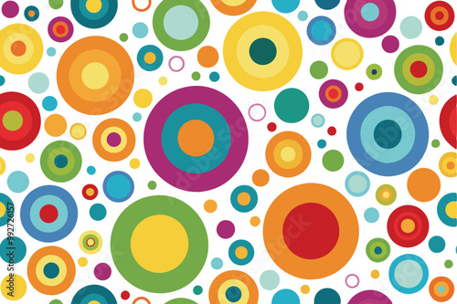 Abstract colorful random circles seamless pattern on white background