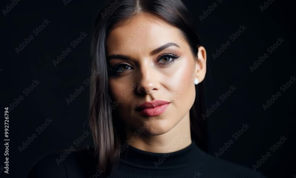 Beautiful Woman Black Background No Hands Beautiful Woman Black Background No Hands