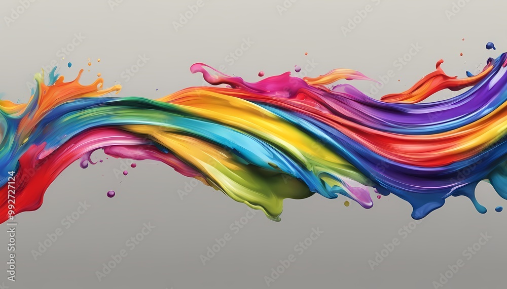 Fototapeta premium 飛沫を上げて波打つカラフルなインク 背景素材