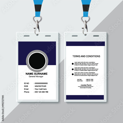 Modern ID card design template. Corporate identity card design. Professional employee id card.