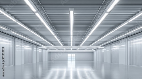 Wallpaper Mural Aluminum ceiling frame structure with plasterboard rails, sharp lines, minimalistic, industrial workspace, wide-angle view, realistic lighting, photo-realistic style Torontodigital.ca