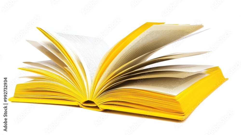 Fototapeta premium Elegant book fair display with gold material draped over the top, captured from an angled perspective against a clean white background.