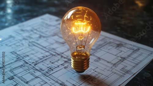 Lightbulb glowing atop patent blueprints, symbolizing creation and the lessons learned from invention