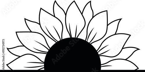 Half Sunflower Cricut and Silhouette SVG file