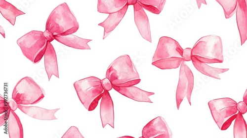 Set of Pink gift bow in watercolor style isolated on color background,Watercolor painting Coquette ribbon bow,Hand drawing decorative bow elements vector illustration,copy space for text.