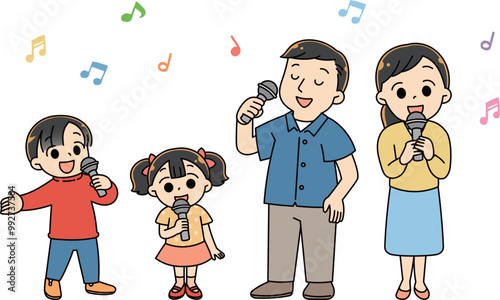 歌を歌う家族