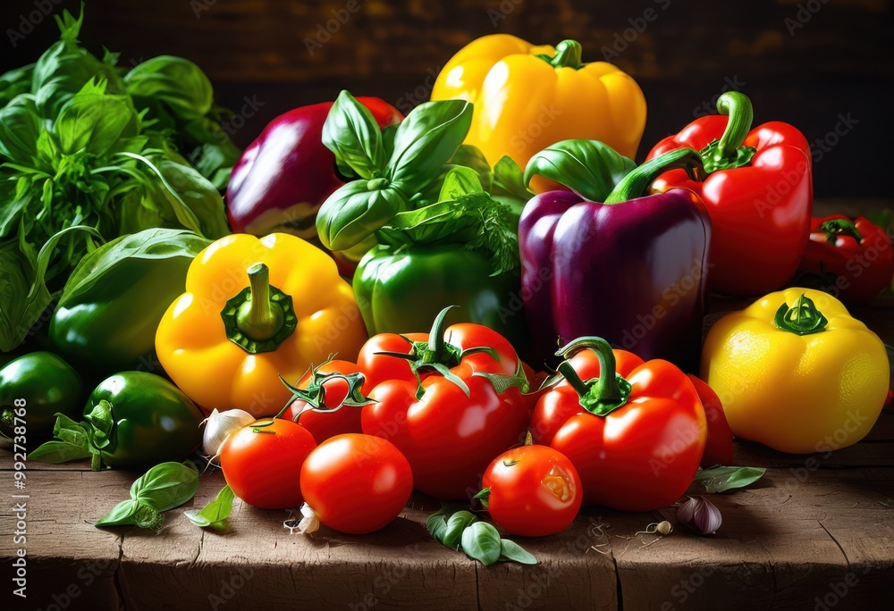 colorful fresh ingredients displayed rustic textured wood surface creating lively culinary scene, aesthetic, arrangement, background, contrast, cooking colorful fresh ingredients displayed rustic textured wood surface creating lively culinary scene, aesthetic, arrangement, background, contrast, cooking
