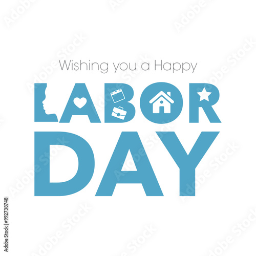 Wishing you a happy Labor Day graphic vector image for social media posts
