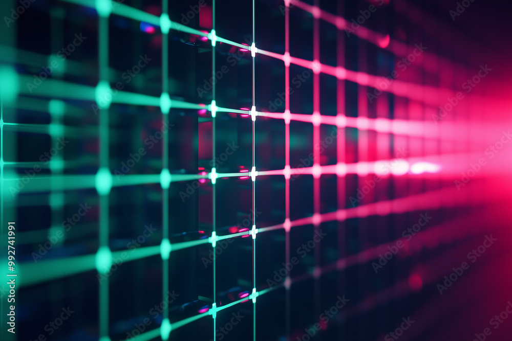 Neon Grid with Futuristic Vibes and Deep Shadows: A Techno-Inspired Abstract Neon Grid with Futuristic Vibes and Deep Shadows: A Techno-Inspired Abstract