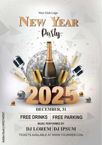  Happy New Year club poster Background for your Flyers and Greetings Card graphic or new year themed party invitations. abstract vector illustration design