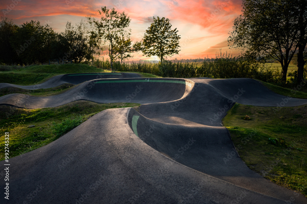 Fototapeta premium Pumptrack out in nowhere germany or the world (its taking over) 