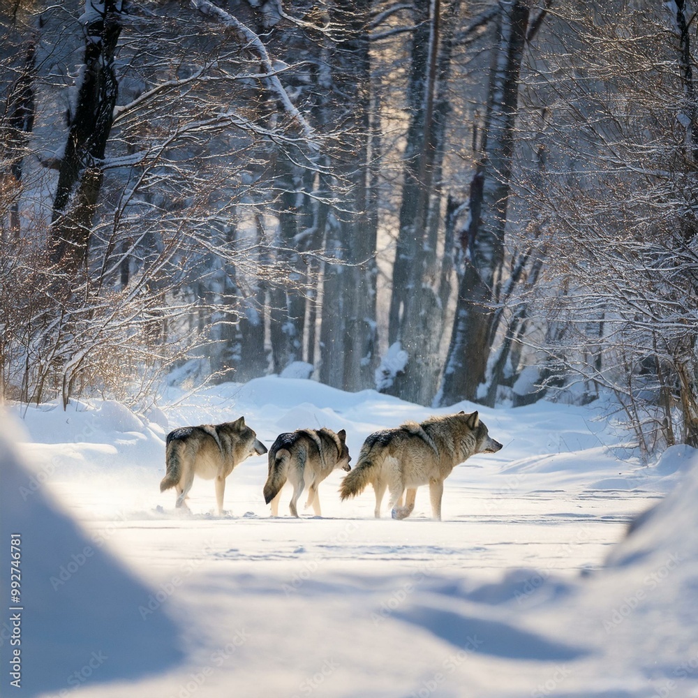 Naklejka premium Silent Shadows in Winter's Embrace