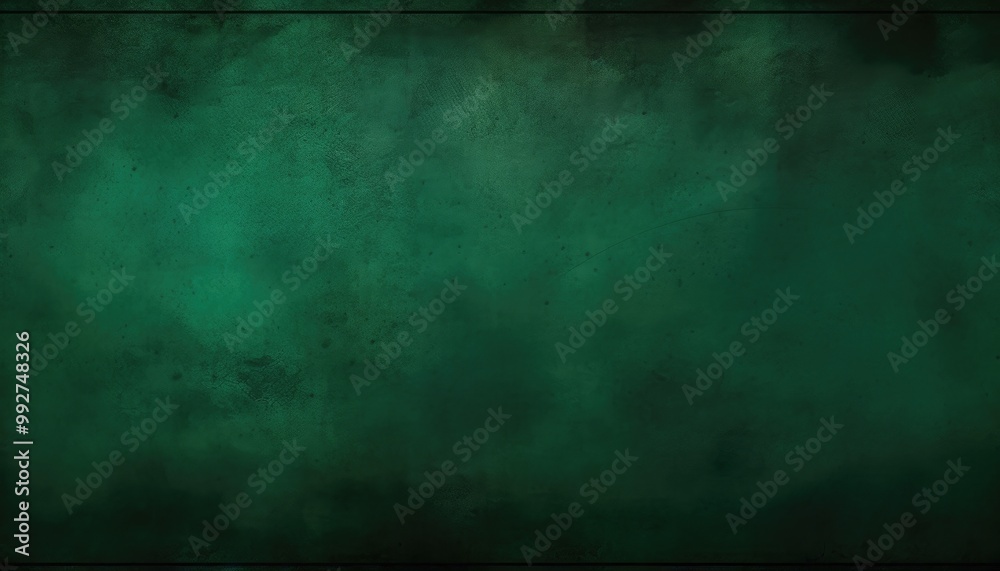 Fototapeta premium Elegant dark emerald green background with black shadow border and old vintage grunge texture design