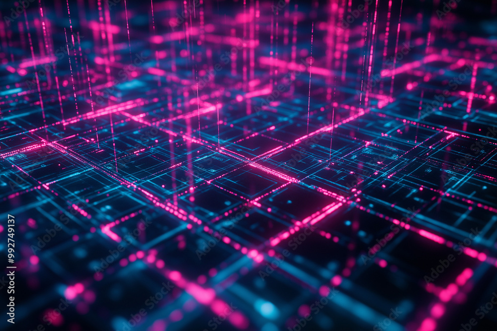 High-Tech Techno Grid with Digital Glitch Effects: A Futuristic Abstract Artwork High-Tech Techno Grid with Digital Glitch Effects: A Futuristic Abstract Artwork