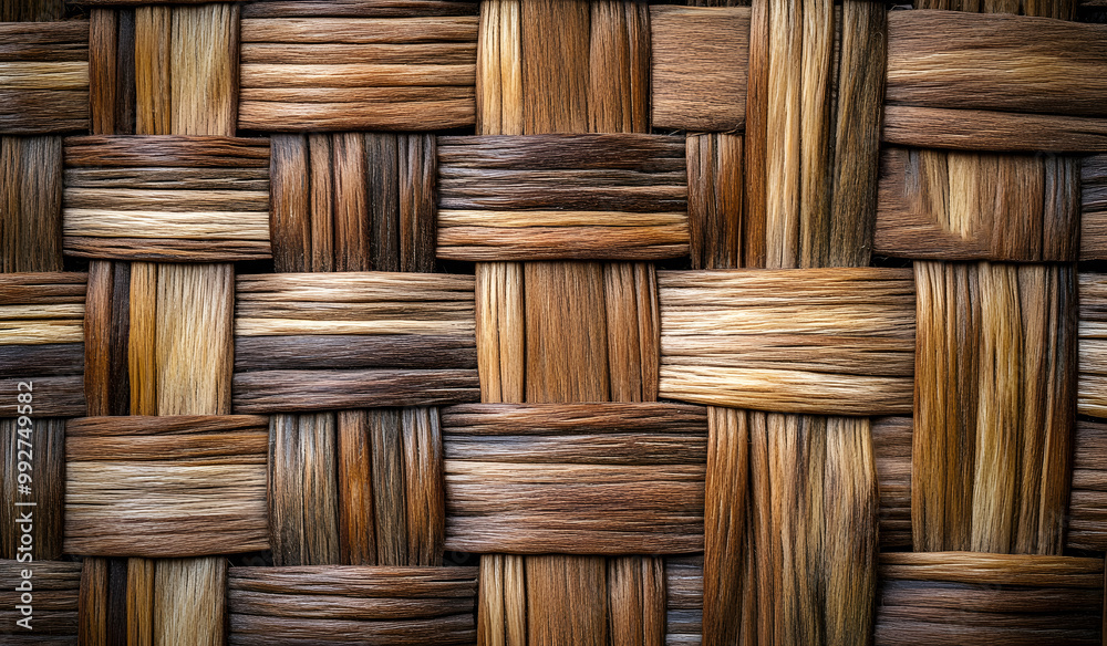 Close-up of Woven Natural Fiber Texture - Rustic Material Background Design