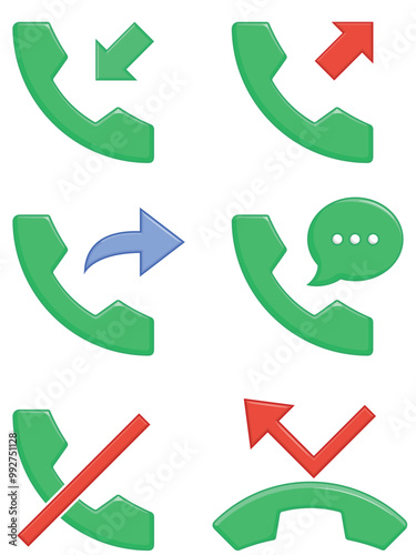 Telephone Incoming Outgoing Forwarded Call Symbols