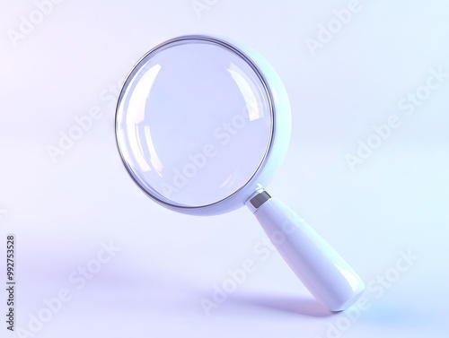 A magnifying glass on a white surface