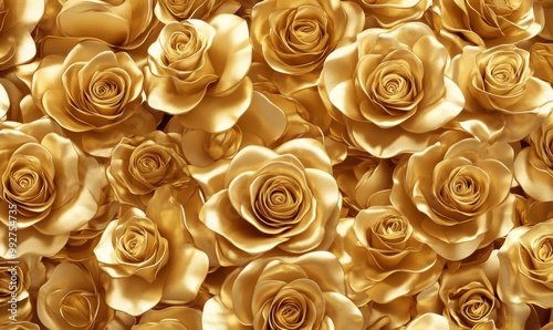 Seamless pattern of golden roses