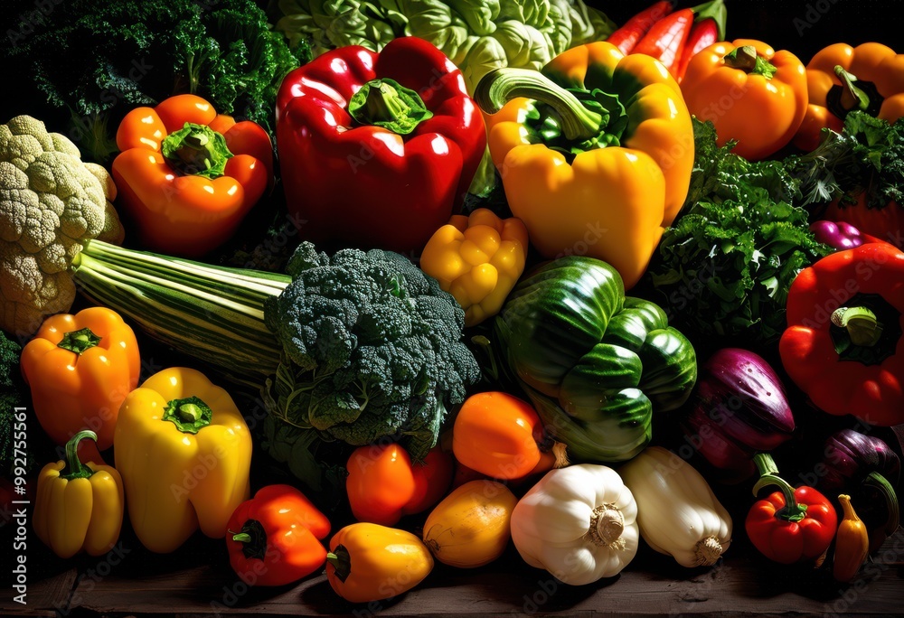 vibrant vegetables colorful arrangement showcasing variety fresh produce bright hues textures, aesthetic, culinary, display, food, freshness, garden, gourmet