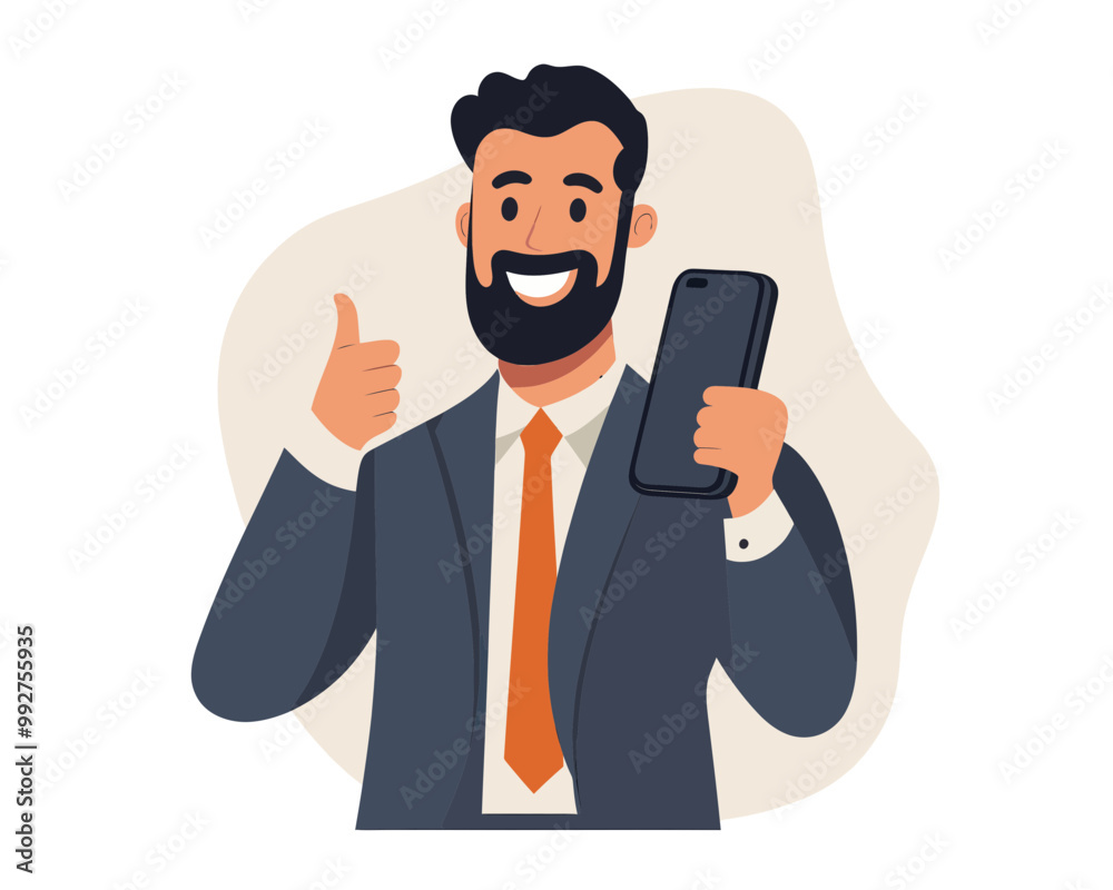 Successful Telemarketing Call - Businessman Generating Leads and Sales, Happy Customer Service Representative Thumbs Up, Flat Minimalist Vector Illustration Successful Telemarketing Call - Businessman Generating Leads and Sales, Happy Customer Service Representative Thumbs Up, Flat Minimalist Vector Illustration
