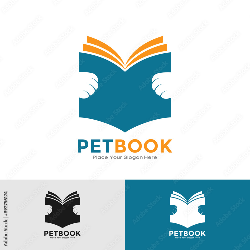 Pet book paw logo vector template. This is suitable for the education industry or school book business, ready for you to use as needed Pet book paw logo vector template. This is suitable for the education industry or school book business, ready for you to use as needed