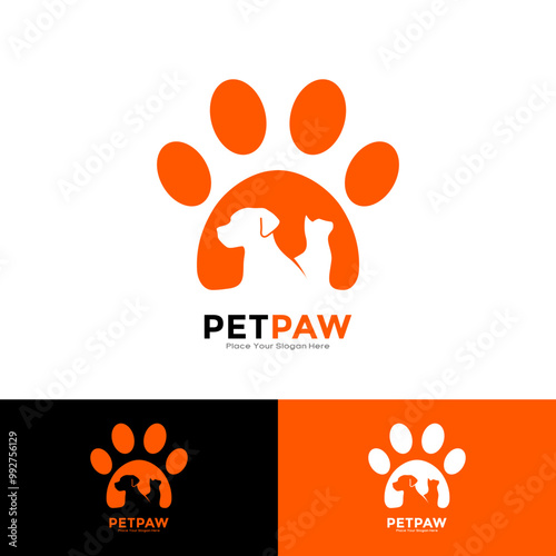 Pet paw logo vector template