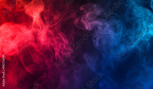 Abstract Red and Blue Smoke Background – Mysterious Gradient Flow Design