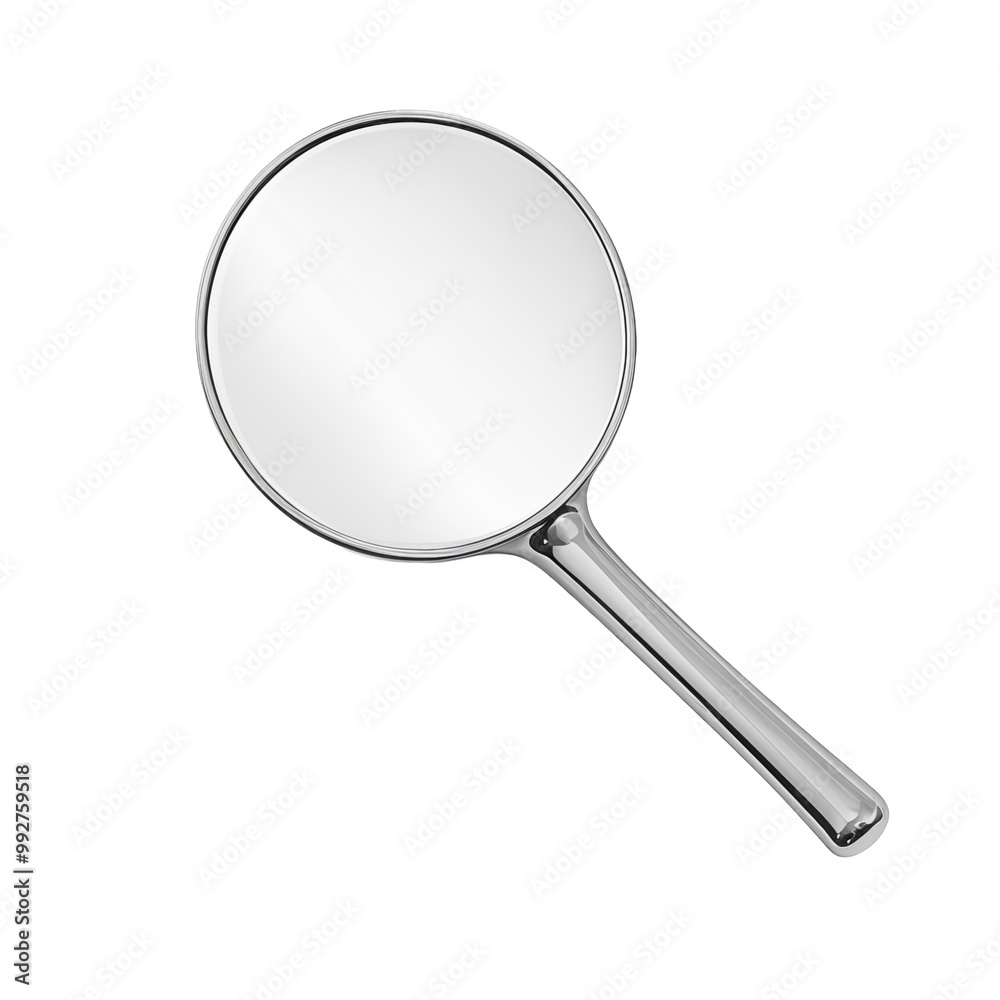 Handheld Magnifying Glass With Silver Handle Isolated On White Background Handheld Magnifying Glass With Silver Handle Isolated On White Background