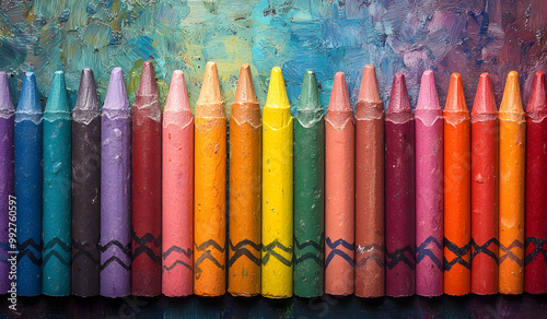 A Set of Colorful Crayons Arranged in an Artful Display 