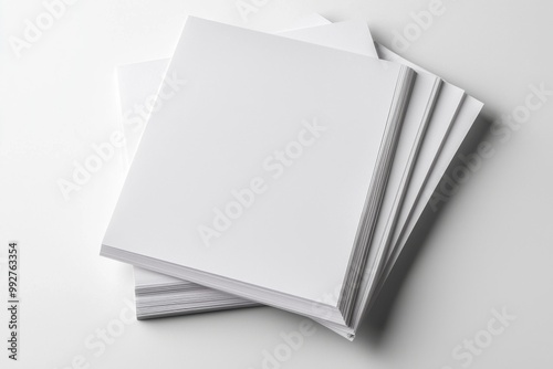 Blank A4 Stacked Paper Mockup isolated created with Generative AI