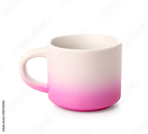 Ceramic cup on white background