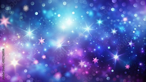 A blurry image of a prple and blue background with small stars.  Winter modern colorful background.  photo