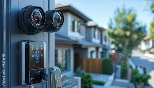 Smart Home Security System with High-Tech Surveillance and Biometric Door Lock